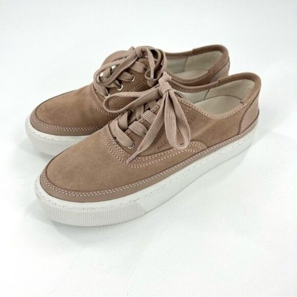 NEW AllSaints Bella Suede Low Top Sneakers Dirty Pink Size 8/38 NEW - Picture 2 of 15